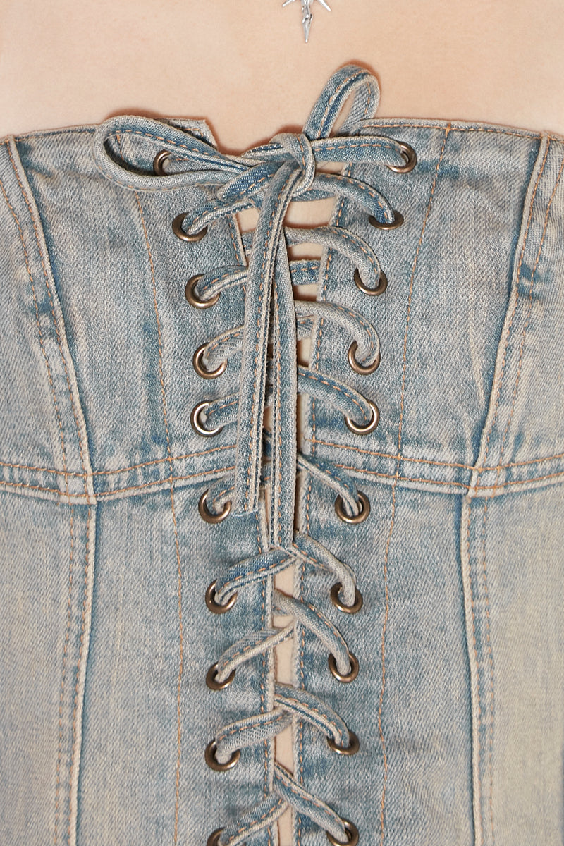 Sunset Wash Lara Laced Denim Corset