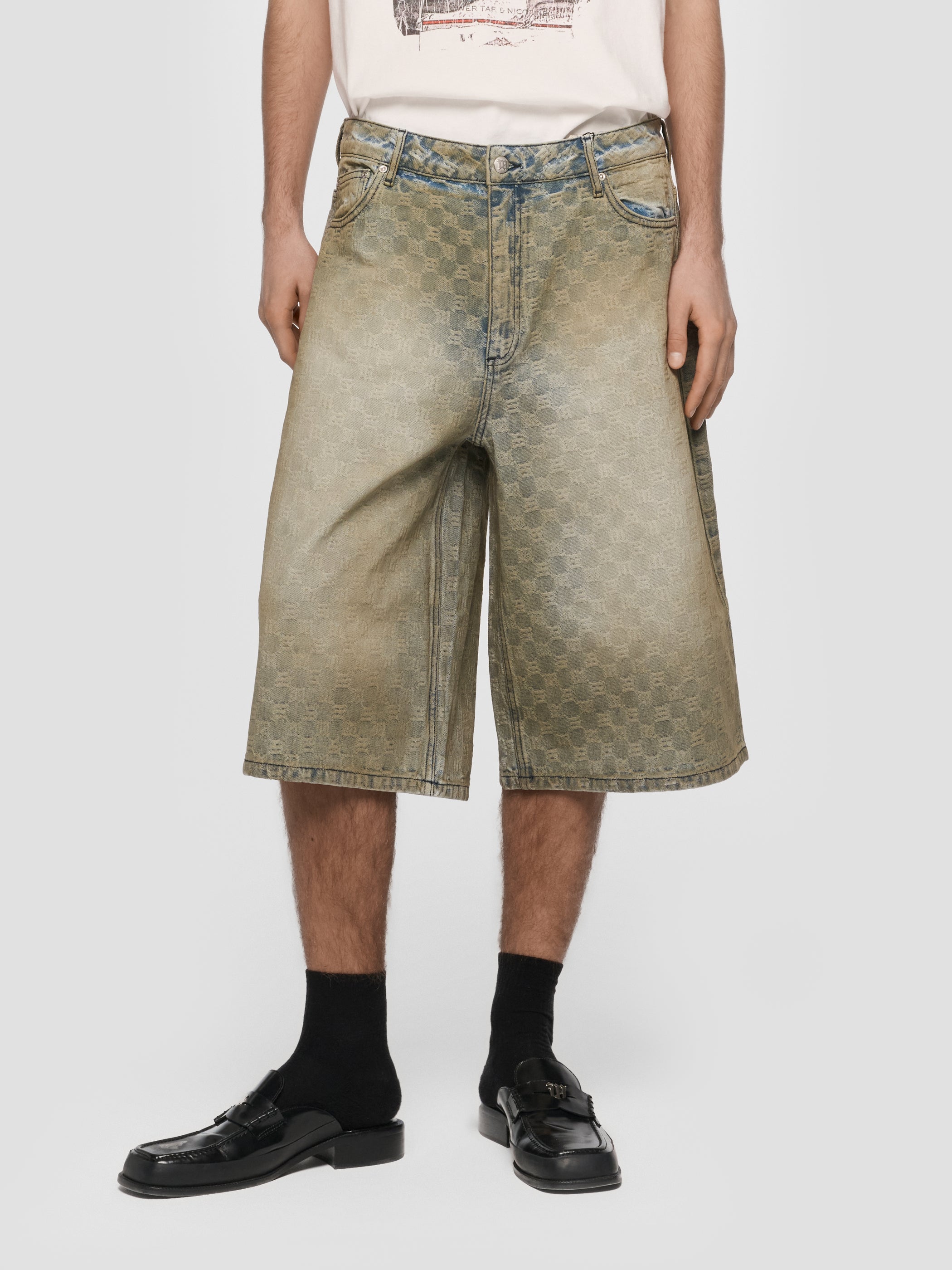 Monogram Ocean Washed Denim Shorts Unisex